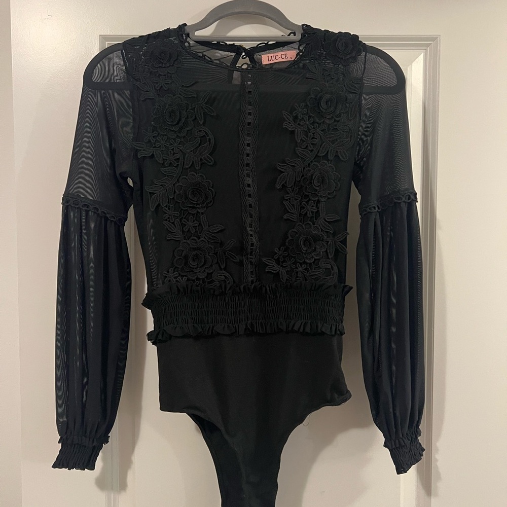 Black Floral Lace Women Top